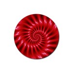 Glossy Red Spiral Fractal Rubber Coaster (Round)