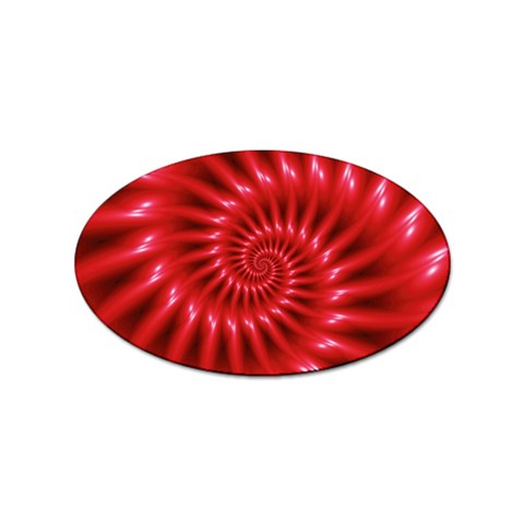 Glossy Red Spiral Fractal Sticker (Oval) from ArtsNow.com Front