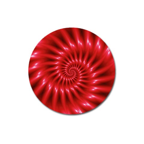 Glossy Red Spiral Fractal Magnet 3  (Round) from ArtsNow.com Front