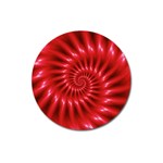 Glossy Red Spiral Fractal Magnet 3  (Round)