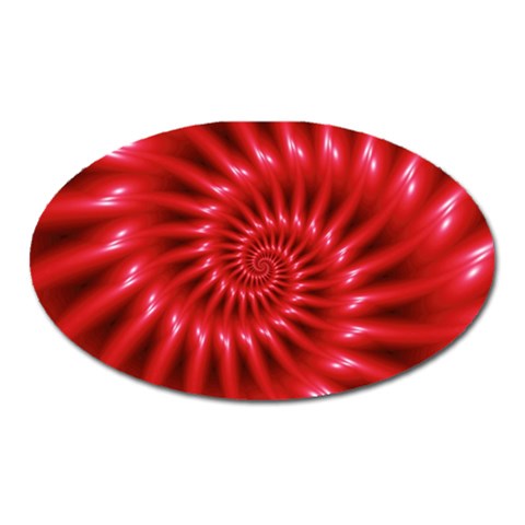 Glossy Red Spiral Fractal Magnet (Oval) from ArtsNow.com Front