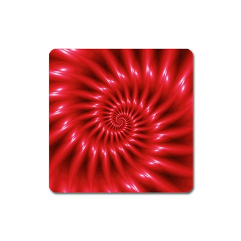 Glossy Red Spiral Fractal Magnet (Square) from ArtsNow.com Front