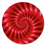 Glossy Red Spiral Fractal Magnet 5  (Round)