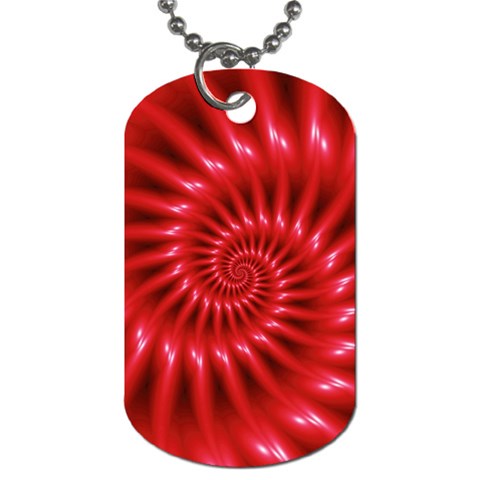 Glossy Red Spiral Fractal Dog Tag (One Side) from ArtsNow.com Front