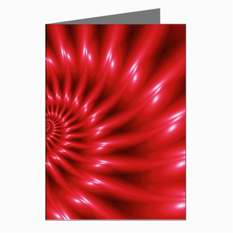 Glossy Red Spiral Fractal Greeting Cards (Pkg of 8) from ArtsNow.com Left