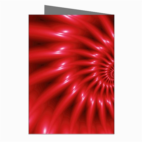 Glossy Red Spiral Fractal Greeting Cards (Pkg of 8) from ArtsNow.com Right