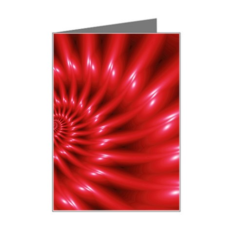 Glossy Red Spiral Fractal Mini Greeting Card from ArtsNow.com Left