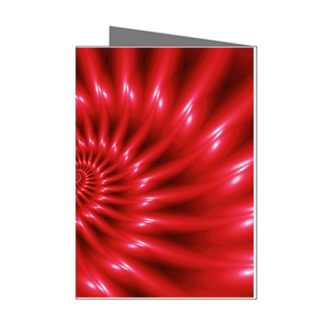 Glossy Red Spiral Fractal Mini Greeting Cards (Pkg of 8) from ArtsNow.com Left