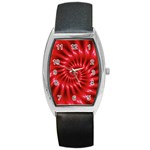 Glossy Red Spiral Fractal Barrel Style Metal Watch