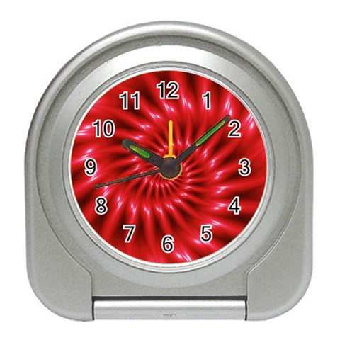 Glossy Red Spiral Fractal Travel Alarm Clock from ArtsNow.com Front