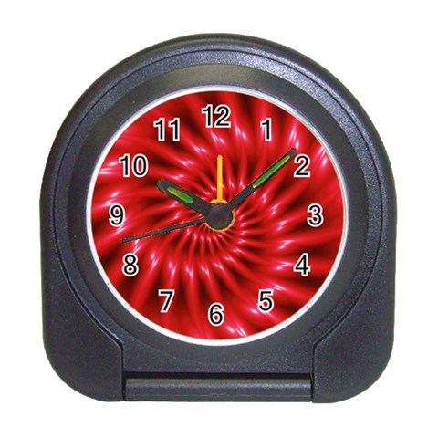 Glossy Red Spiral Fractal Travel Alarm Clock from ArtsNow.com Front