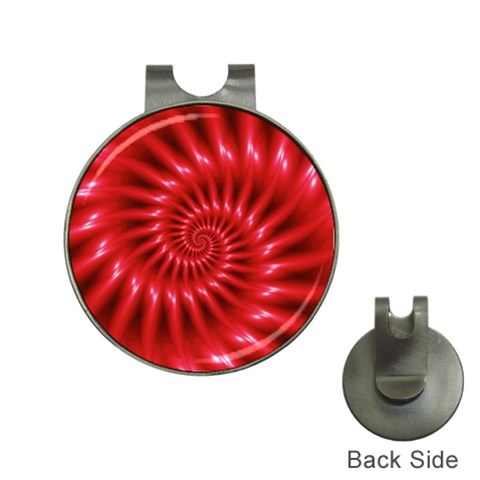 Glossy Red Spiral Fractal Golf Ball Marker Hat Clip from ArtsNow.com Front