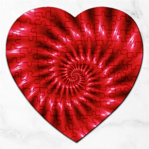 Glossy Red Spiral Fractal Jigsaw Puzzle (Heart) from ArtsNow.com Front