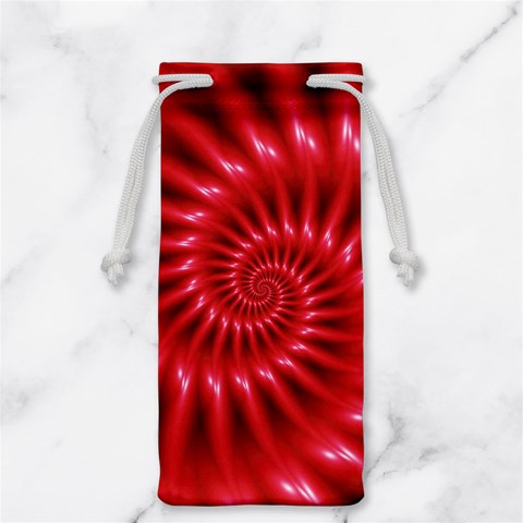 Glossy Red Spiral Fractal Jewelry Bag from ArtsNow.com Front