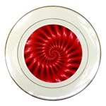 Glossy Red Spiral Fractal Porcelain Plate