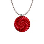 Glossy Red Spiral Fractal 1  Button Necklace