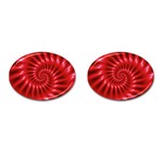 Glossy Red Spiral Fractal Cufflinks (Oval)