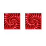 Glossy Red Spiral Fractal Cufflinks (Square)