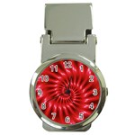 Glossy Red Spiral Fractal Money Clip Watch