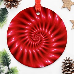 Glossy Red Spiral Fractal Round Ornament (Two Sides) from ArtsNow.com Front