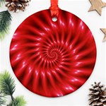 Glossy Red Spiral Fractal Round Ornament (Two Sides)