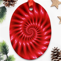 Glossy Red Spiral Fractal Oval Ornament (Two Sides) from ArtsNow.com Front