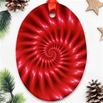 Glossy Red Spiral Fractal Oval Ornament (Two Sides)