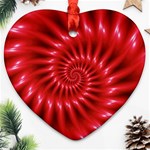 Glossy Red Spiral Fractal Heart Ornament (Two Sides)