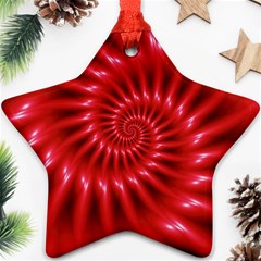 Glossy Red Spiral Fractal Star Ornament (Two Sides) from ArtsNow.com Front