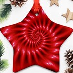 Glossy Red Spiral Fractal Star Ornament (Two Sides)