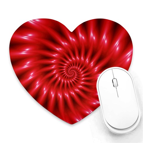 Glossy Red Spiral Fractal Heart Mousepad from ArtsNow.com Front