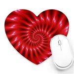 Glossy Red Spiral Fractal Heart Mousepad