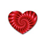 Glossy Red Spiral Fractal Rubber Coaster (Heart)