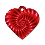 Glossy Red Spiral Fractal Dog Tag Heart (One Side)