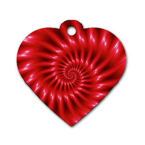 Glossy Red Spiral Fractal Dog Tag Heart (Two Sides) from ArtsNow.com Front