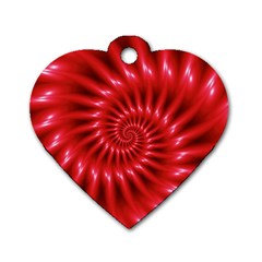 Glossy Red Spiral Fractal Dog Tag Heart (Two Sides) from ArtsNow.com Front