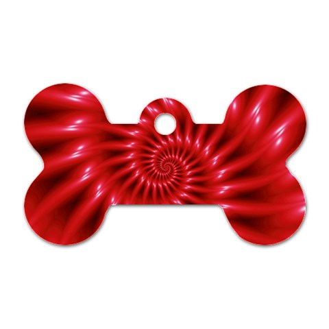 Glossy Red Spiral Fractal Dog Tag Bone (One Side) from ArtsNow.com Front