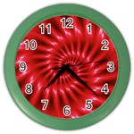 Glossy Red Spiral Fractal Color Wall Clock