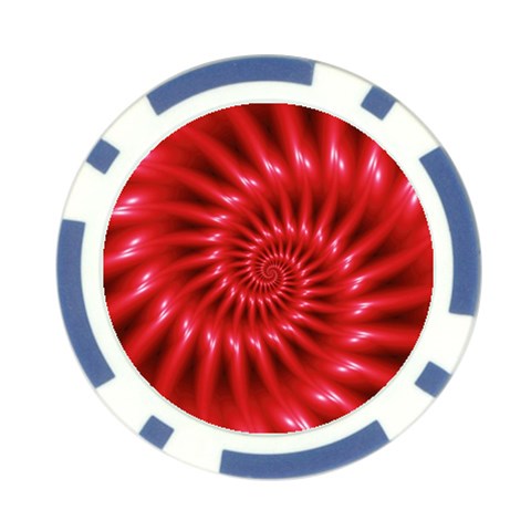 Glossy Red Spiral Fractal Poker Chip Card Guard from ArtsNow.com Front