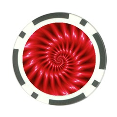 Glossy Red Spiral Fractal Poker Chip Card Guard from ArtsNow.com Front