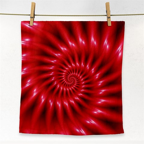 Glossy Red Spiral Fractal Face Towel from ArtsNow.com Front