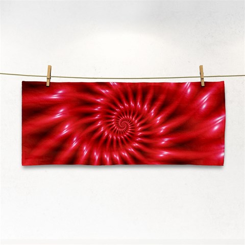 Glossy Red Spiral Fractal Hand Towel from ArtsNow.com Front