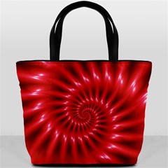 Glossy Red Spiral Fractal Bucket Bag from ArtsNow.com Front