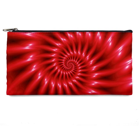 Glossy Red Spiral Fractal Pencil Case from ArtsNow.com Front