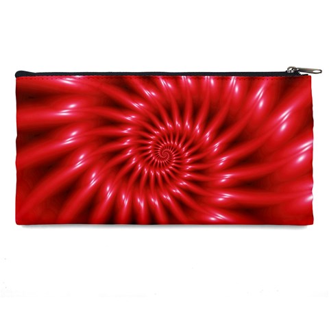 Glossy Red Spiral Fractal Pencil Case from ArtsNow.com Back