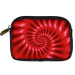 Glossy Red Spiral Fractal Digital Camera Leather Case