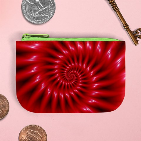 Glossy Red Spiral Fractal Mini Coin Purse from ArtsNow.com Front