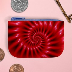 Glossy Red Spiral Fractal Mini Coin Purse from ArtsNow.com Front