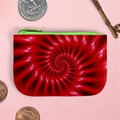 Glossy Red Spiral Fractal Mini Coin Purse from ArtsNow.com Front