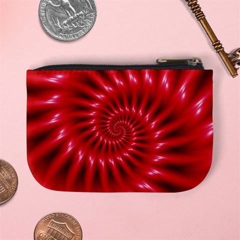 Glossy Red Spiral Fractal Mini Coin Purse from ArtsNow.com Back